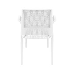 Caprı Rattan Görünümlü Kollu Sandalye Beyaz