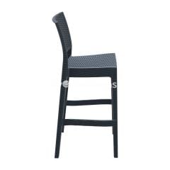 Jamaıca Rattan Görünümlü Bar Sandalyesi Koyu Gri