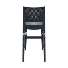 Jamaıca Rattan Görünümlü Bar Sandalyesi Koyu Gri