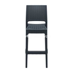 Jamaıca Rattan Görünümlü Bar Sandalyesi Koyu Gri