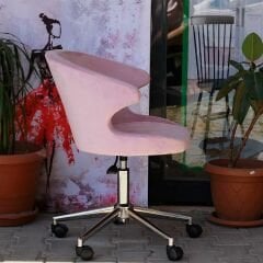 Buket Kumaş Çalışma Sandalyesi Pembe - Krom