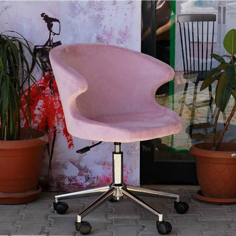 Buket Kumaş Çalışma Sandalyesi Pembe - Krom