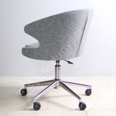 Buket Kumaş Çalışma Sandalyesi Keten Gri - Krom