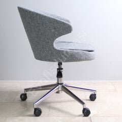Buket Kumaş Çalışma Sandalyesi Keten Gri - Krom