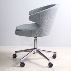 Buket Kumaş Çalışma Sandalyesi Keten Gri - Krom