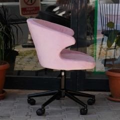 Buket Kumaş Çalışma Sandalyesi Pembe - Siyah Boya
