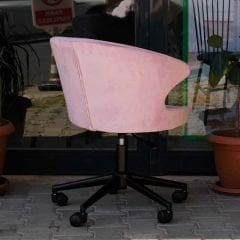 Buket Kumaş Çalışma Sandalyesi Pembe - Siyah Boya