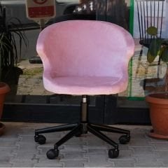 Buket Kumaş Çalışma Sandalyesi Pembe - Siyah Boya
