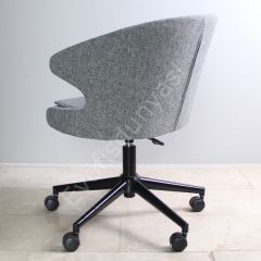 Buket Kumaş Çalışma Sandalyesi Keten Gri - Siyah Boya