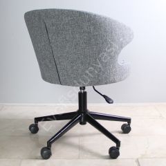 Buket Kumaş Çalışma Sandalyesi Keten Gri - Siyah Boya