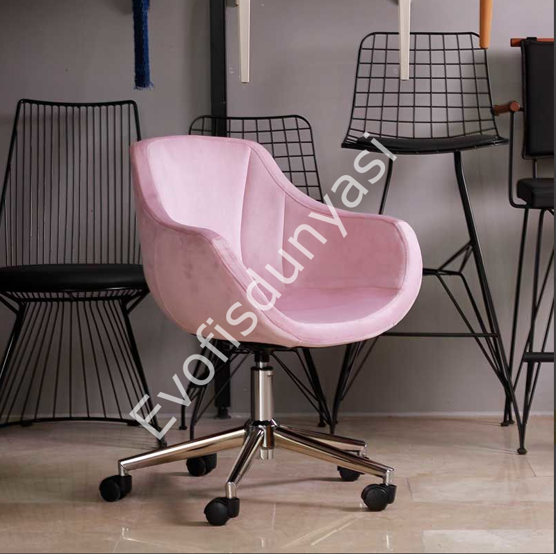 Megan Bilgisayar ve Çalışma Koltuğu Pembe - Krom