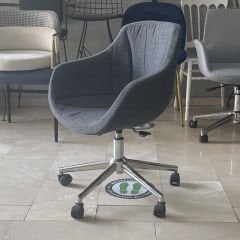 Megan Bilgisayar ve Çalışma Koltuğu Keten Gri - Krom