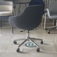 Megan Bilgisayar ve Çalışma Koltuğu Keten Gri - Krom