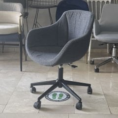 Megan Bilgisayar ve Çalışma Koltuğu Keten Gri - Siyah Boya