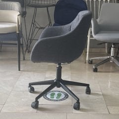 Megan Bilgisayar ve Çalışma Koltuğu Keten Gri - Siyah Boya