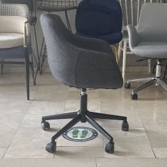 Megan Bilgisayar ve Çalışma Koltuğu Keten Gri - Siyah Boya