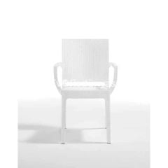 Falkao Kollu Rattan Görünümlü Sandalye Beyaz