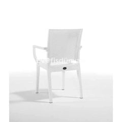 Falkao Kollu Rattan Görünümlü Sandalye Beyaz