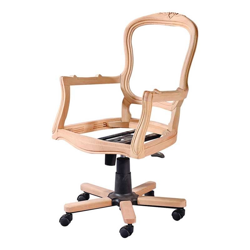 Ham Oymalı Dönerli Ahşap Müdür Koltuğu