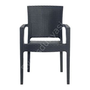 Real Rattan Görünümlü Kollu Sandalye Antrasit