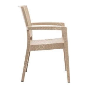 Real Rattan Görünümlü Kollu Sandalye Teak