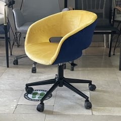 Ciro Çalışma Sandalyesi Sarı Lacivert - Siyah Boya
