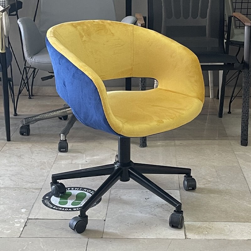 Ciro Çalışma Sandalyesi Sarı Lacivert - Siyah Boya