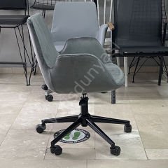 Begüm Yıldız Ayak Çalışma Koltuğu Antrasit Kumaş - Siyah Boya