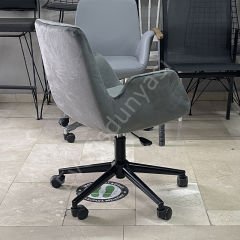 Begüm Yıldız Ayak Çalışma Koltuğu Antrasit Kumaş - Siyah Boya