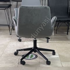 Begüm Yıldız Ayak Çalışma Koltuğu Antrasit Kumaş - Siyah Boya