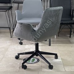 Begüm Yıldız Ayak Çalışma Koltuğu Antrasit Kumaş - Siyah Boya