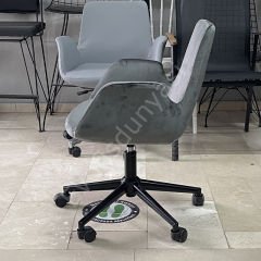 Begüm Yıldız Ayak Çalışma Koltuğu Antrasit Kumaş - Siyah Boya