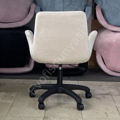 Begüm Yıldız Ayak Çalışma Koltuğu Krem Kumaş - Plastik