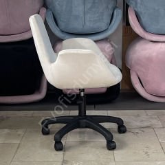 Begüm Yıldız Ayak Çalışma Koltuğu Krem Kumaş - Plastik