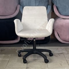 Begüm Yıldız Ayak Çalışma Koltuğu Krem Kumaş - Plastik
