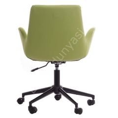 Begüm Deri Çalışma Koltuğu Yeşil - Siyah Boya