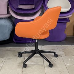 Store Çalışma Sandalyesi Turuncu Deri - Krom