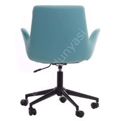Begüm Deri Çalışma Koltuğu Turkuaz - Siyah Boya