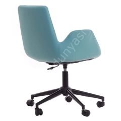 Begüm Deri Çalışma Koltuğu Turkuaz - Siyah Boya