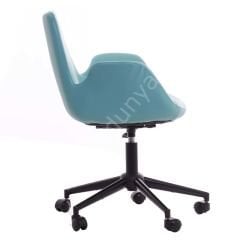Begüm Deri Çalışma Koltuğu Turkuaz - Siyah Boya