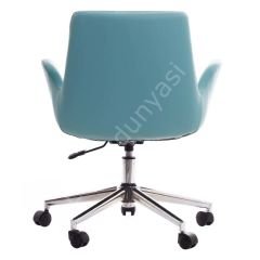 Begüm Deri Çalışma Koltuğu Turkuaz - Krom