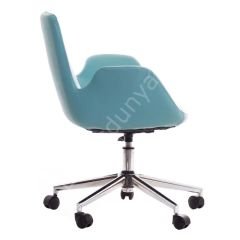 Begüm Deri Çalışma Koltuğu Turkuaz - Krom