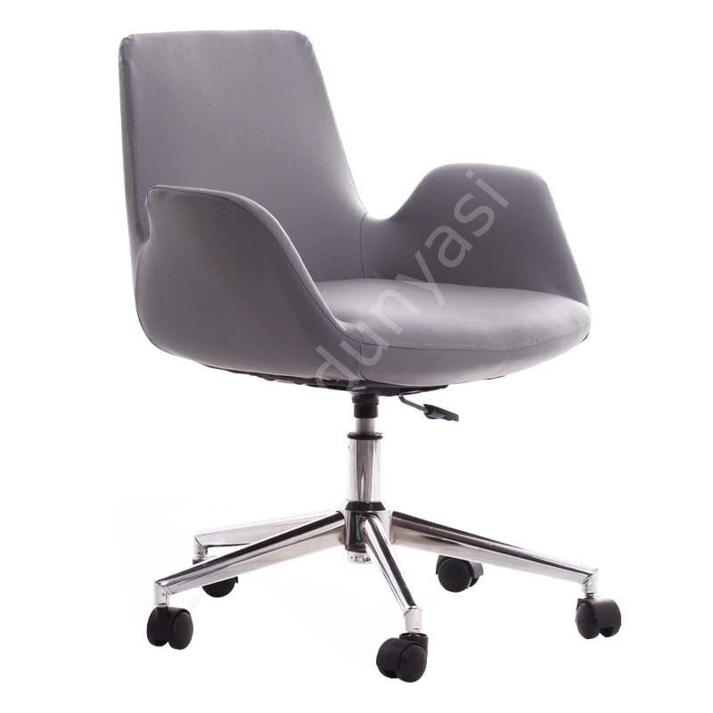 Begüm Deri Çalışma Koltuğu Gri - Krom