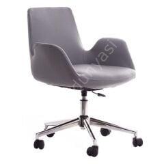 Begüm Deri Çalışma Koltuğu Gri - Krom