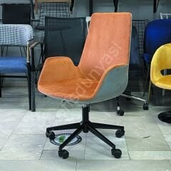 Begüm Şef Koltuğu Siyah Boya - Turuncu Gri