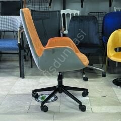 Begüm Şef Koltuğu Siyah Boya - Turuncu Gri