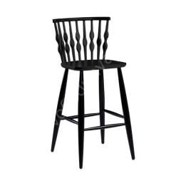 Boncuk Ahşap Bar Sandalyesi Siyah Lake