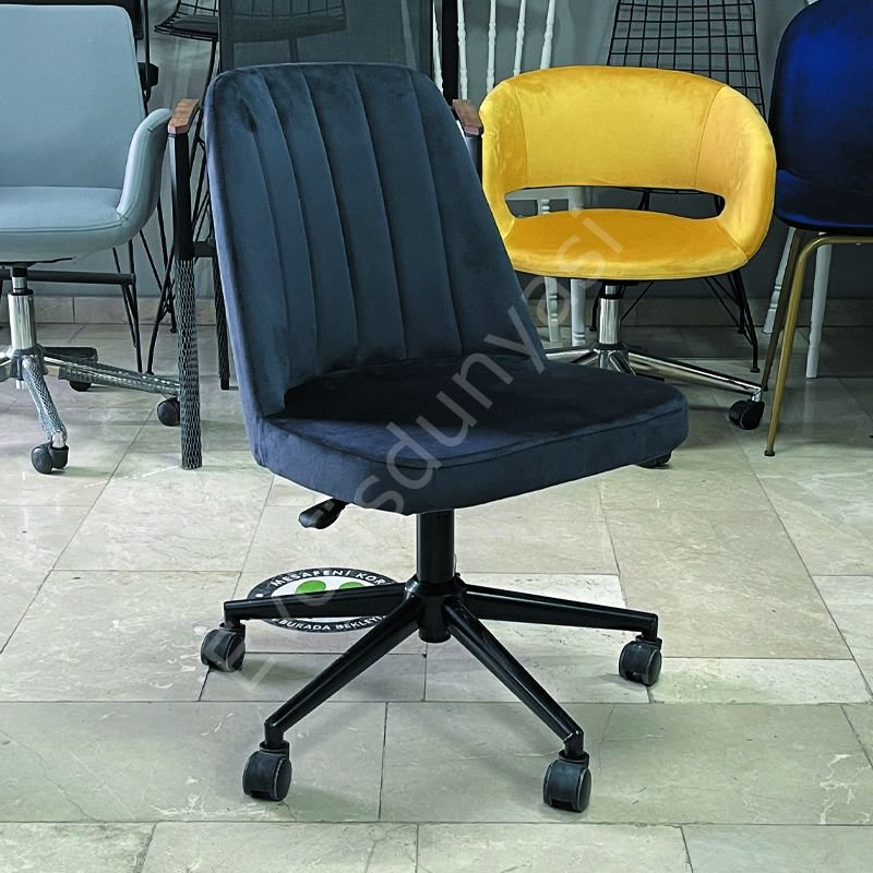 Ditha Kolsuz Çalışma Sandalyesi Antrasit Kumaş - Siyah Boya