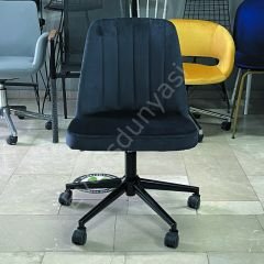 Ditha Kolsuz Çalışma Sandalyesi Antrasit Kumaş - Siyah Boya