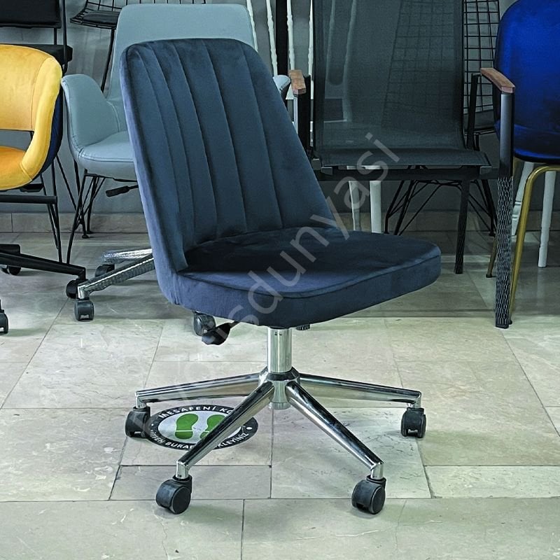 Ditha Kolsuz Çalışma Sandalyesi Antrasit Kumaş - Krom